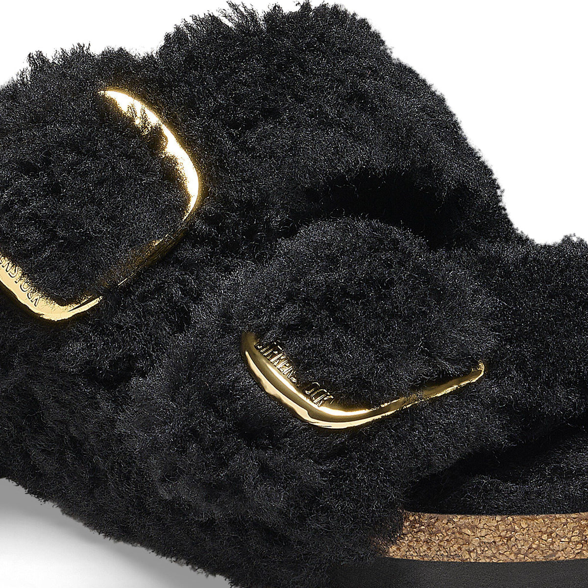 Arizona Big Buckle Shearling in Color Black Gold | Birkenstock
