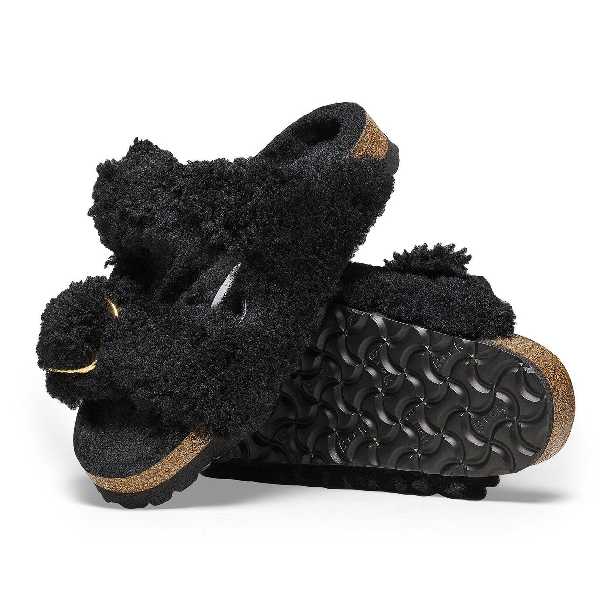 Arizona Big Buckle Shearling in Color Black Gold | Birkenstock