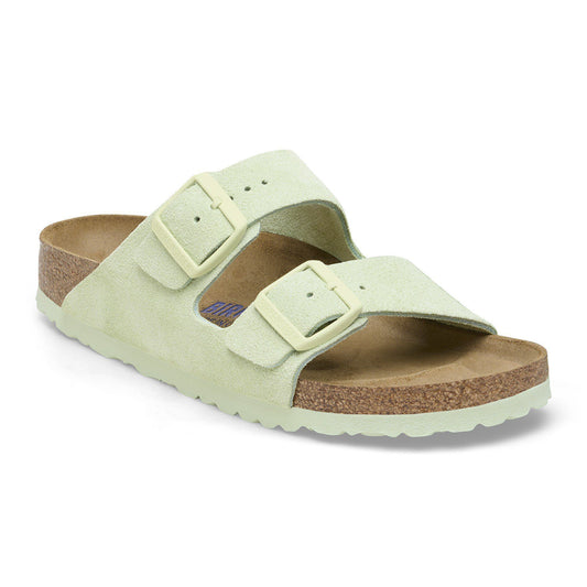 Arizona Soft Footbed Suede Leather in Color Faded Lime | Birkenstock