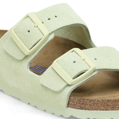 Arizona Soft Footbed Suede Leather in Color Faded Lime | Birkenstock
