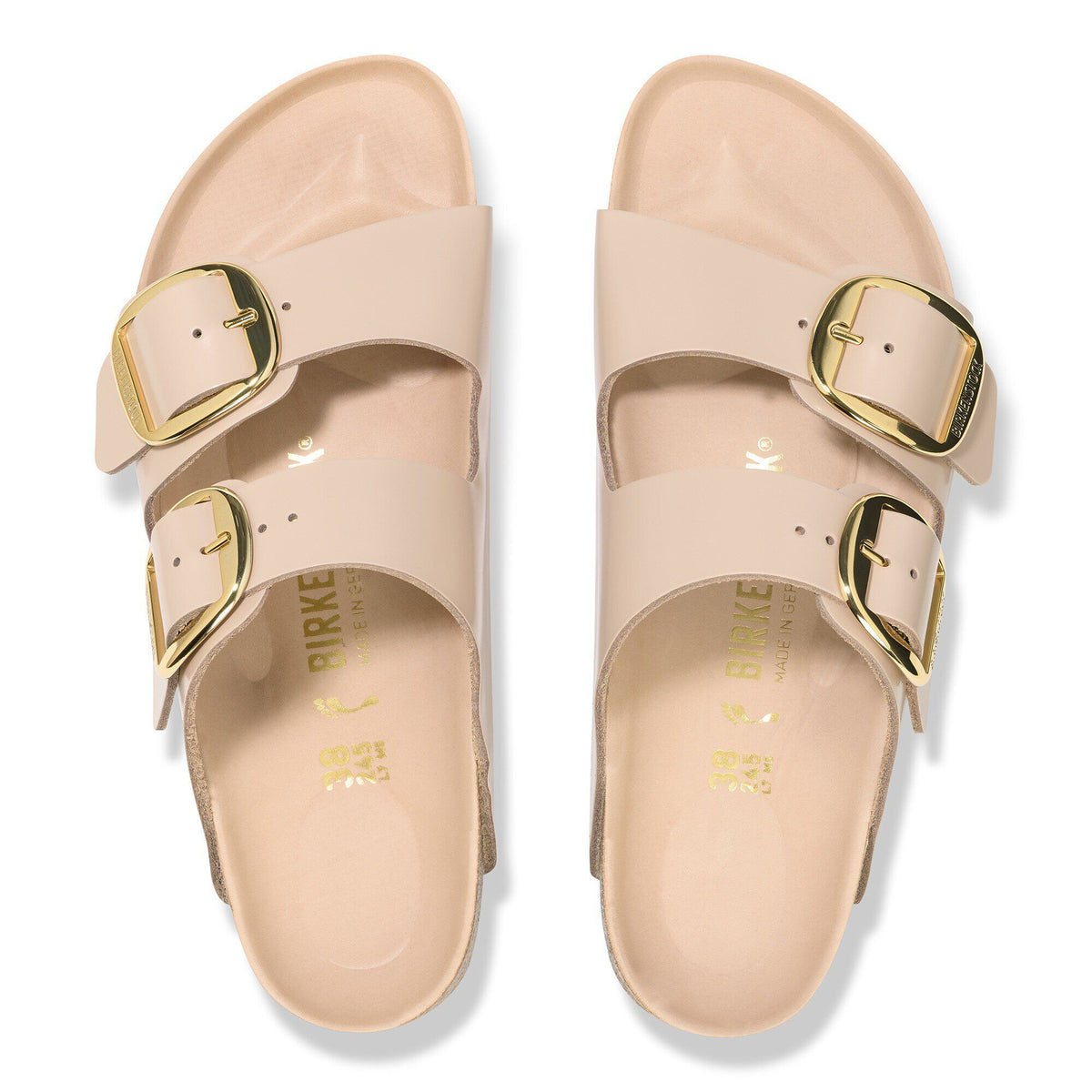 Arizona Big Buckle Natural Leather Patent in Color High Shine New Beige | Birkenstock