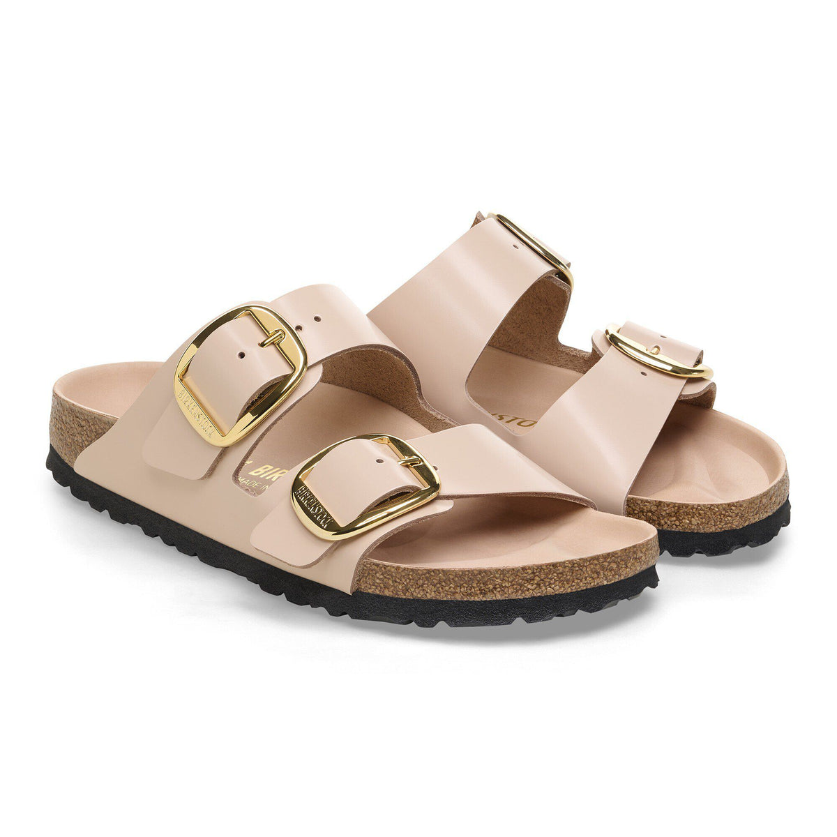 Arizona Big Buckle Natural Leather Patent in Color High Shine New Beige | Birkenstock