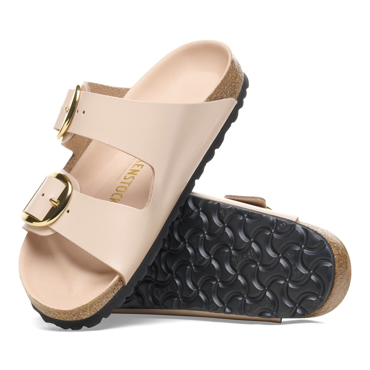 Arizona Big Buckle Natural Leather Patent in Color High Shine New Beige | Birkenstock