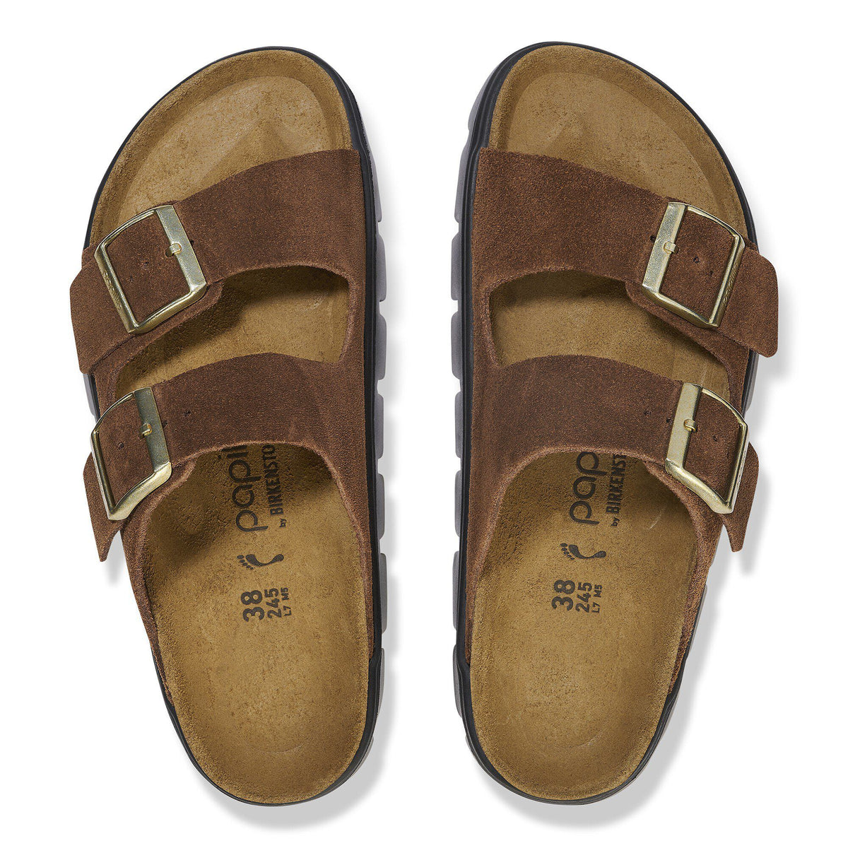 Arizona Chunky Suede Leather in Color Dark Tea/ Black | Birkenstock