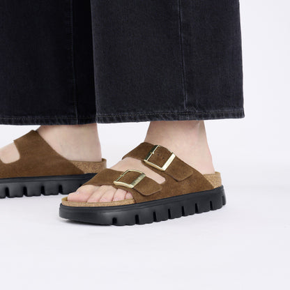 Arizona Chunky Suede Leather in Color Dark Tea/ Black | Birkenstock