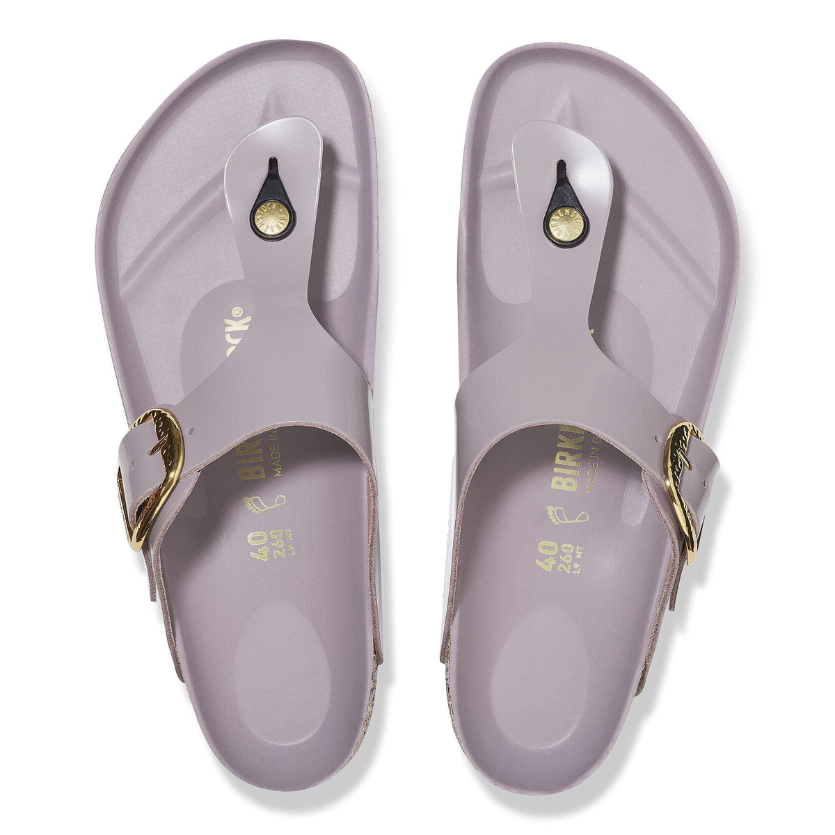 Gizeh Hammered Big Buckle Natural Leather Patent in Color High Shine Faded Purple | Birkenstock