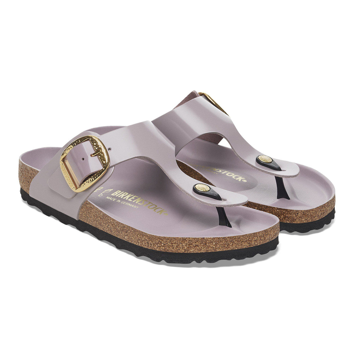 Gizeh Hammered Big Buckle Natural Leather Patent in Color High Shine Faded Purple | Birkenstock