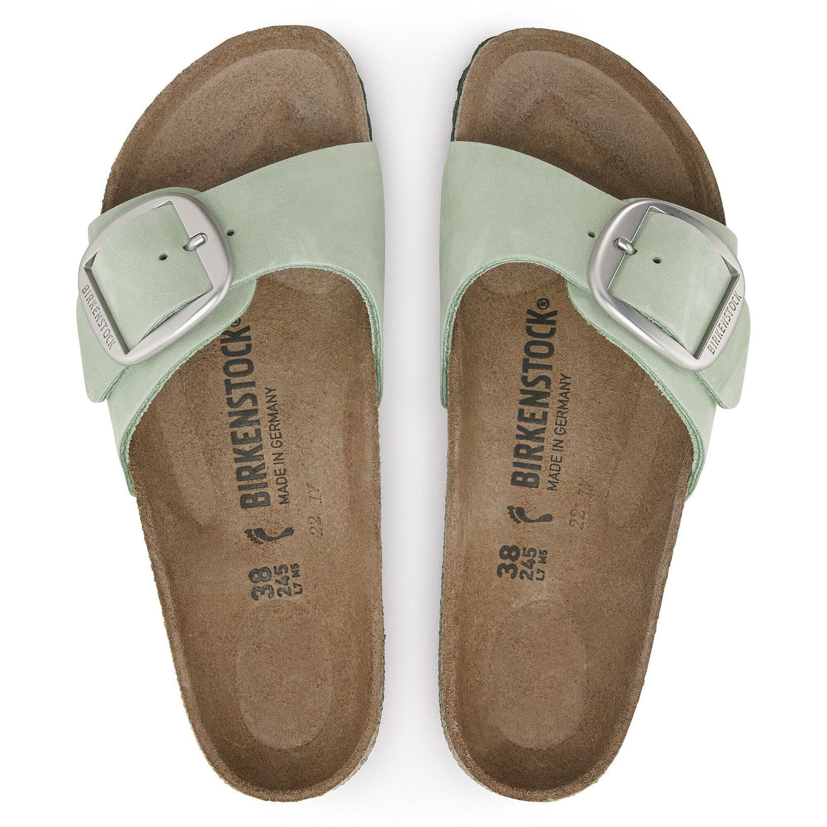 Madrid Big Buckle Nubuck Leather in Color Matcha | Birkenstock