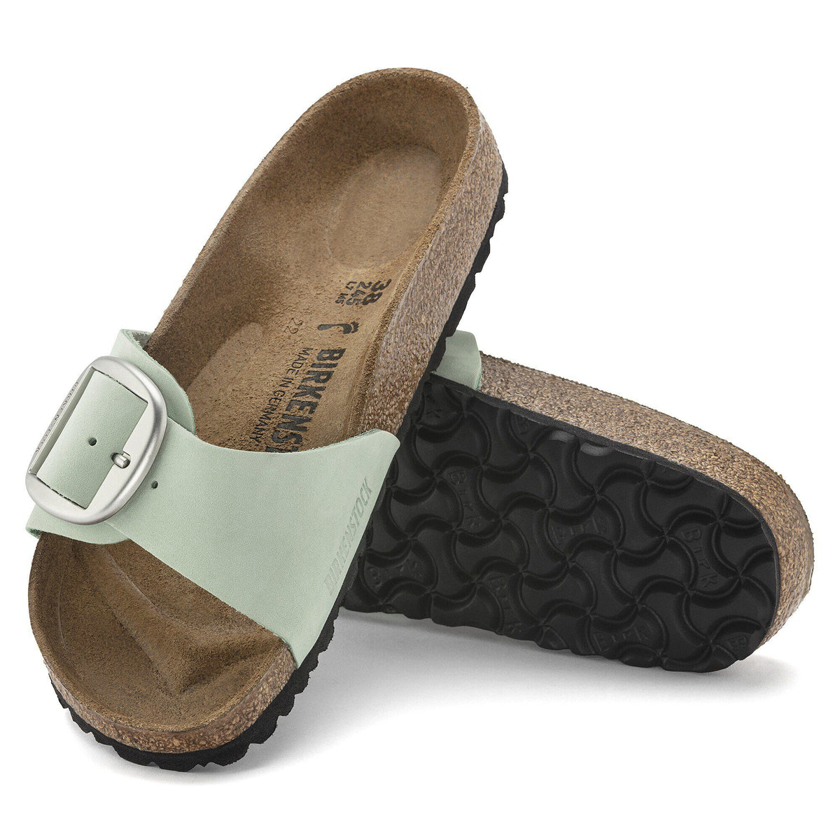 Madrid Big Buckle Nubuck Leather in Color Matcha | Birkenstock
