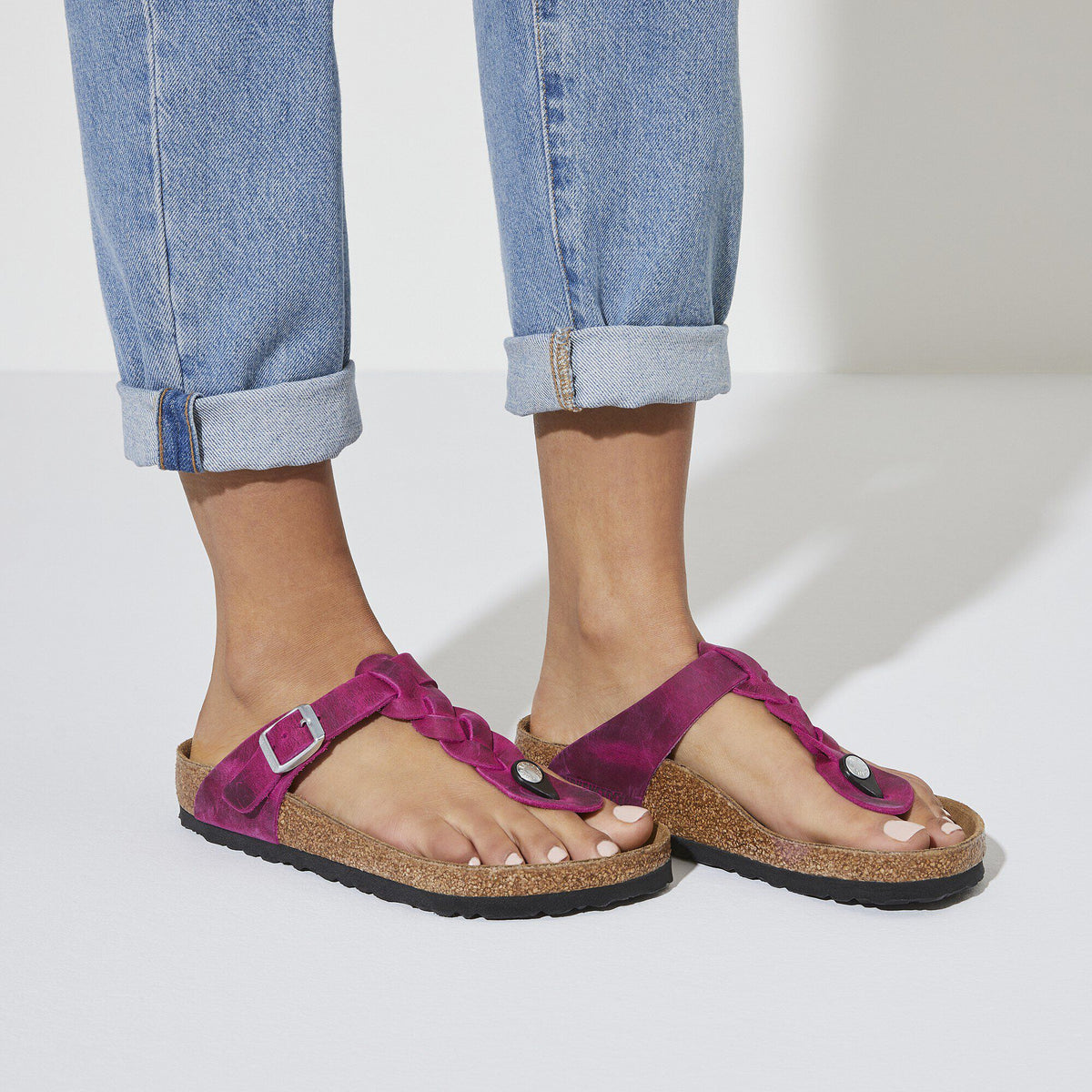 Gizeh Braided Oiled Leather in Color Festival Fuchsia | Birkenstock