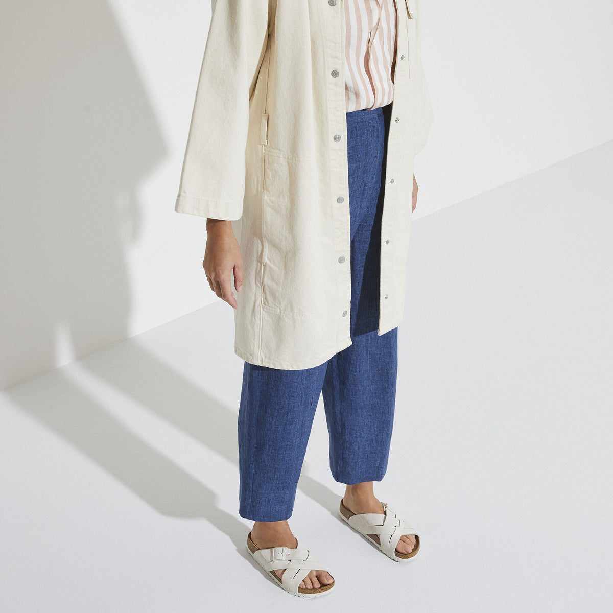 Lugano Soft Footbed Suede Leather in Color Antique White | Birkenstock