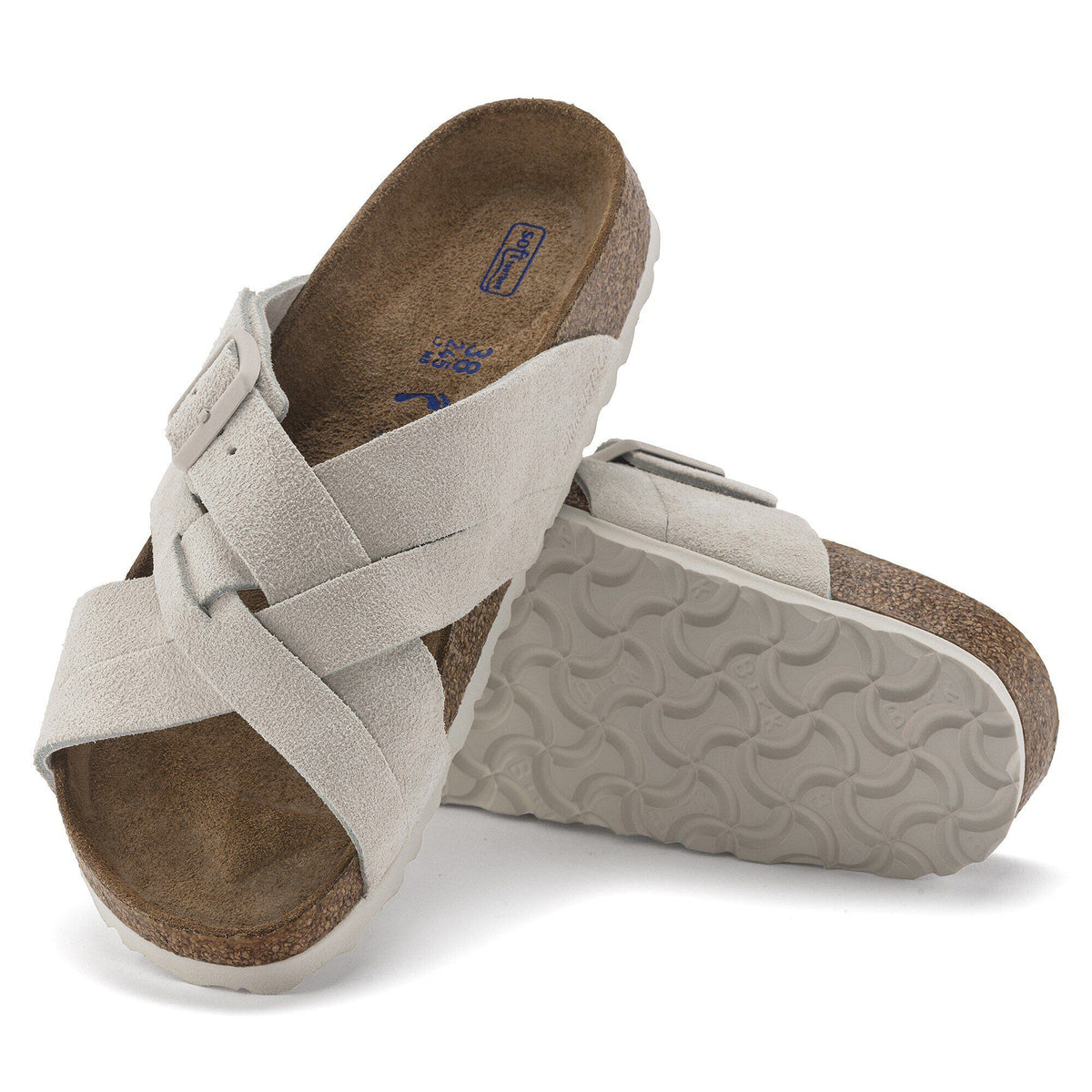 Lugano Soft Footbed Suede Leather in Color Antique White | Birkenstock