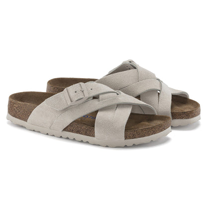 Lugano Soft Footbed Suede Leather in Color Antique White | Birkenstock