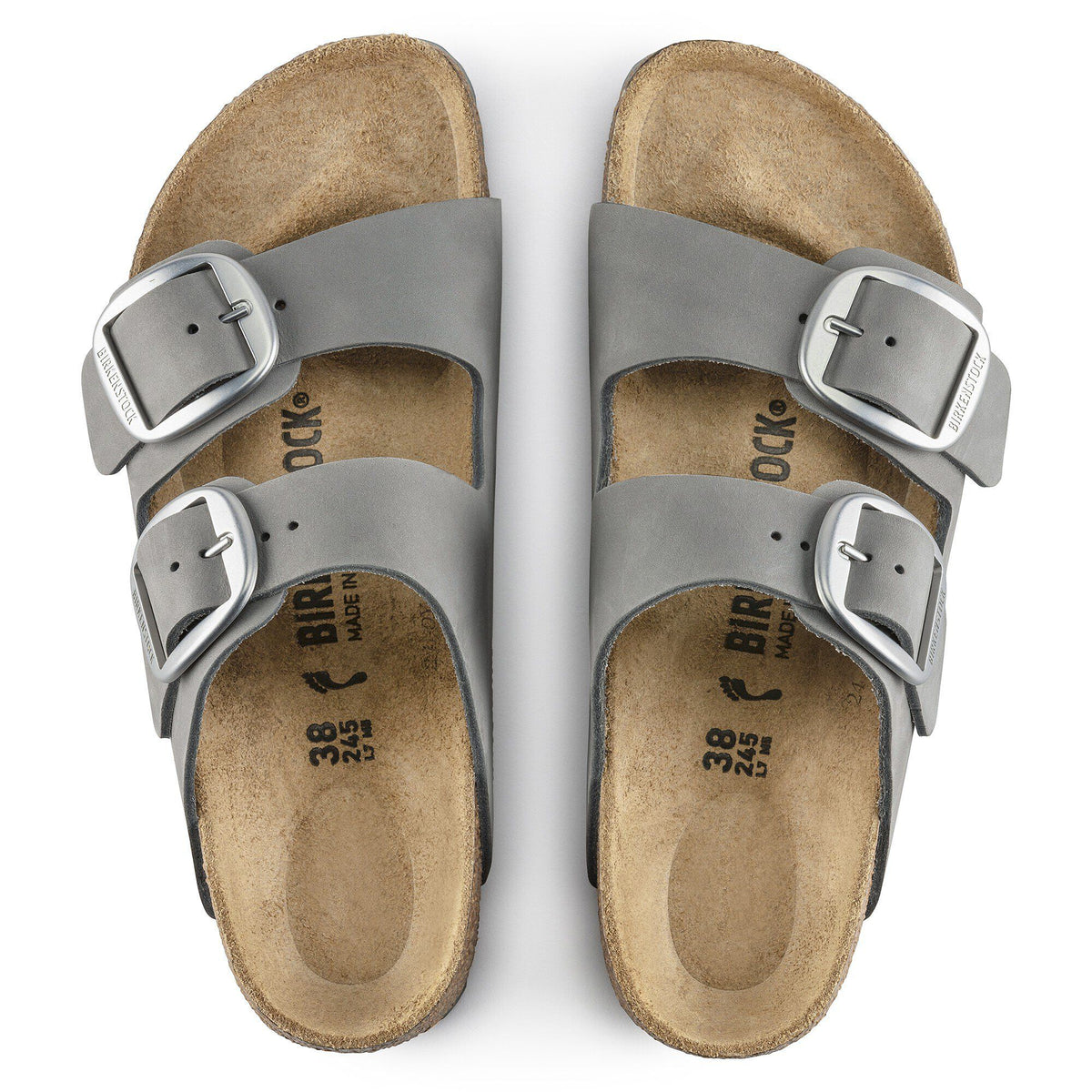 Arizona Big Buckle Nubuck Leather in Color Dove Gray | Birkenstock