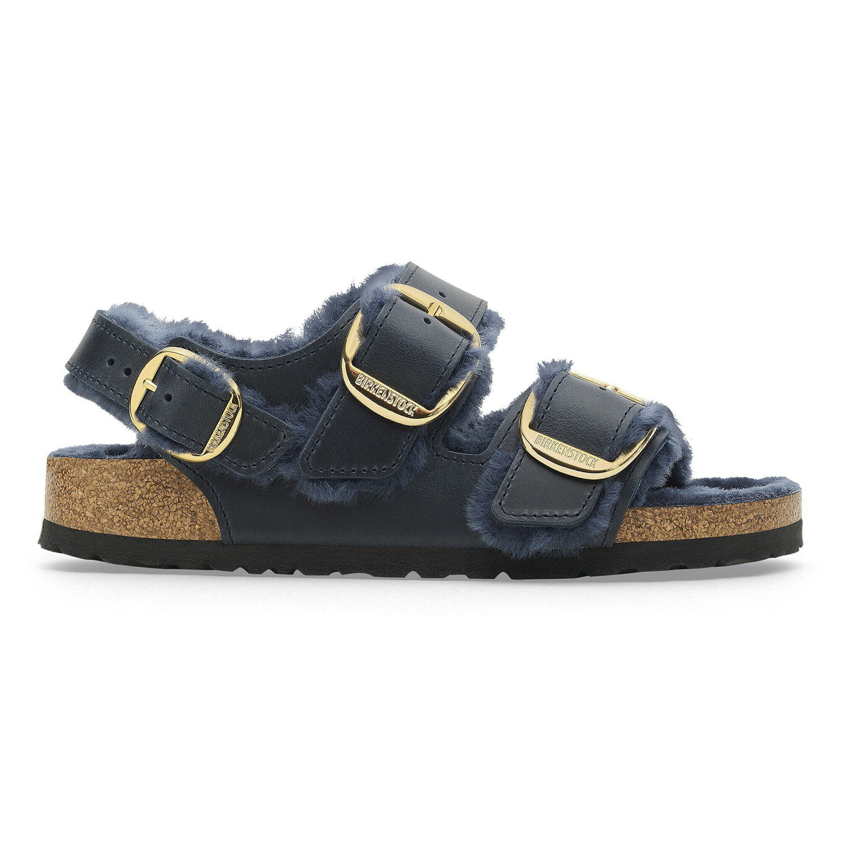 Milano Big Buckle Shearling Oiled Leather in Color Midnight Blue | Birkenstock