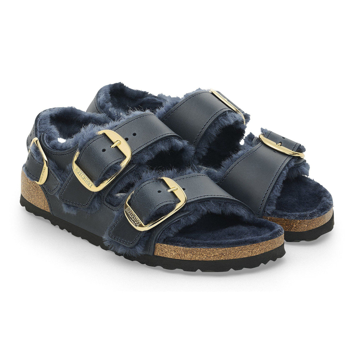Milano Big Buckle Shearling Oiled Leather in Color Midnight Blue | Birkenstock