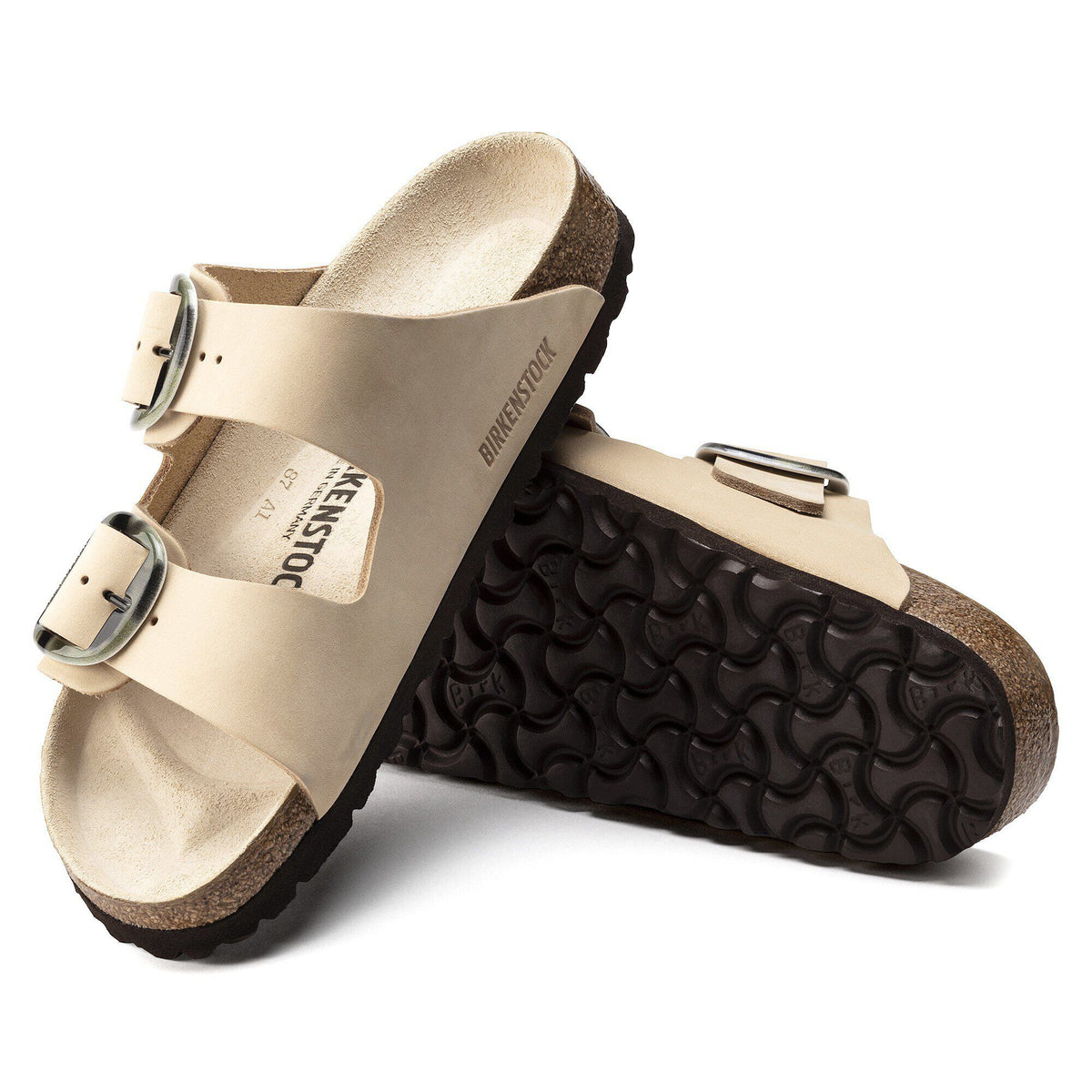 Arizona Big Buckle Nubuck Leather in Color Almond | Birkenstock