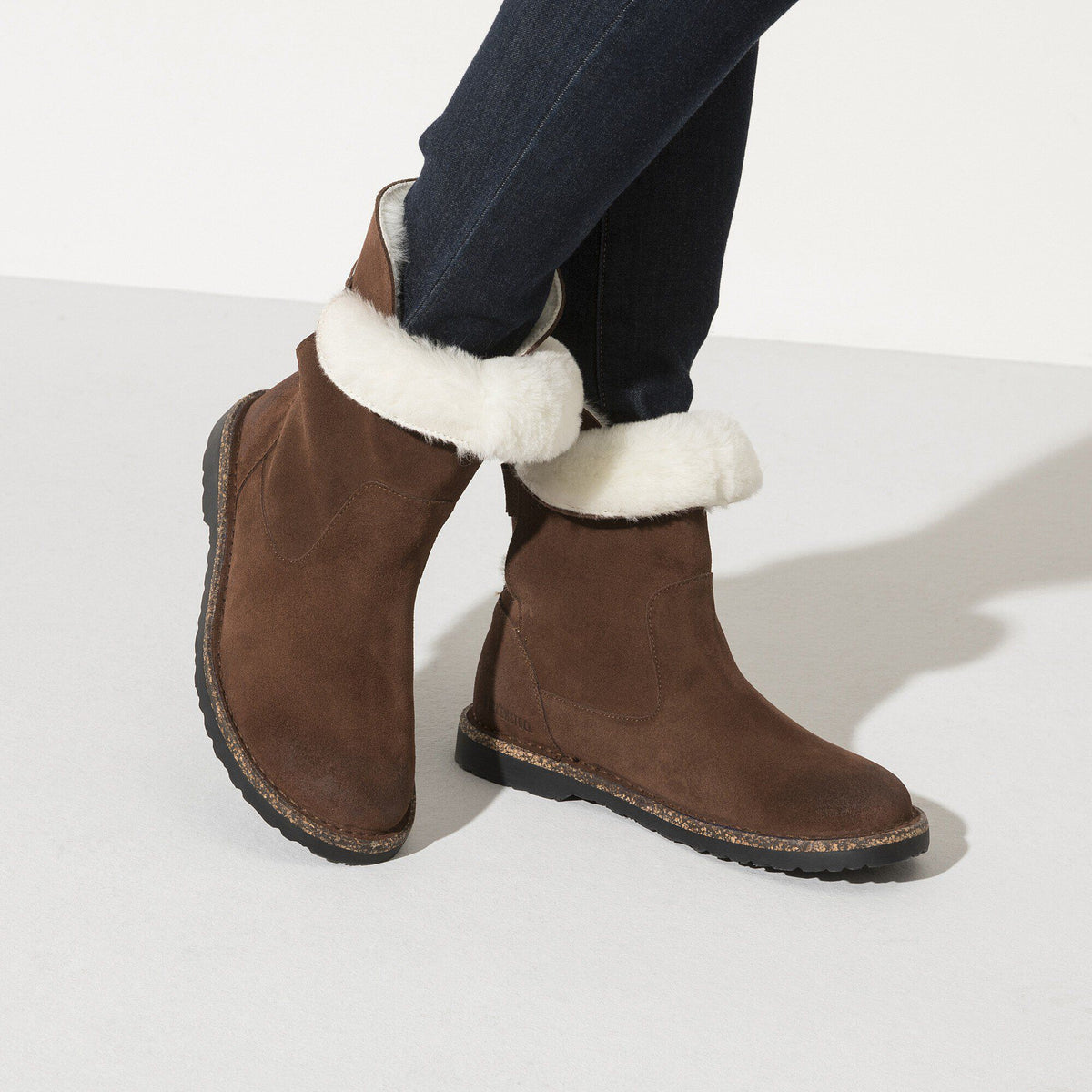 Uppsala Shearling Suede Leather in Color Espresso | Birkenstock