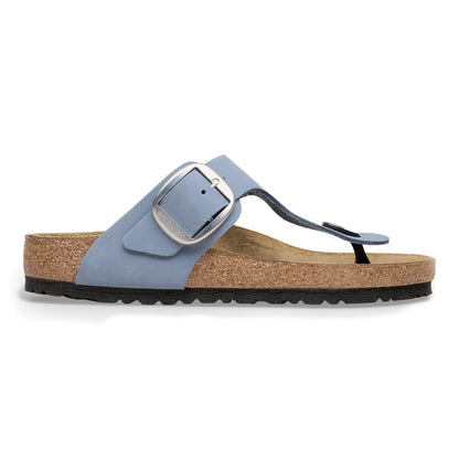 Gizeh Big Buckle Nubuck Leather in Color Stone Blue | Birkenstock