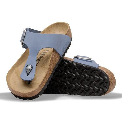 Gizeh Big Buckle Nubuck Leather in Color Stone Blue | Birkenstock