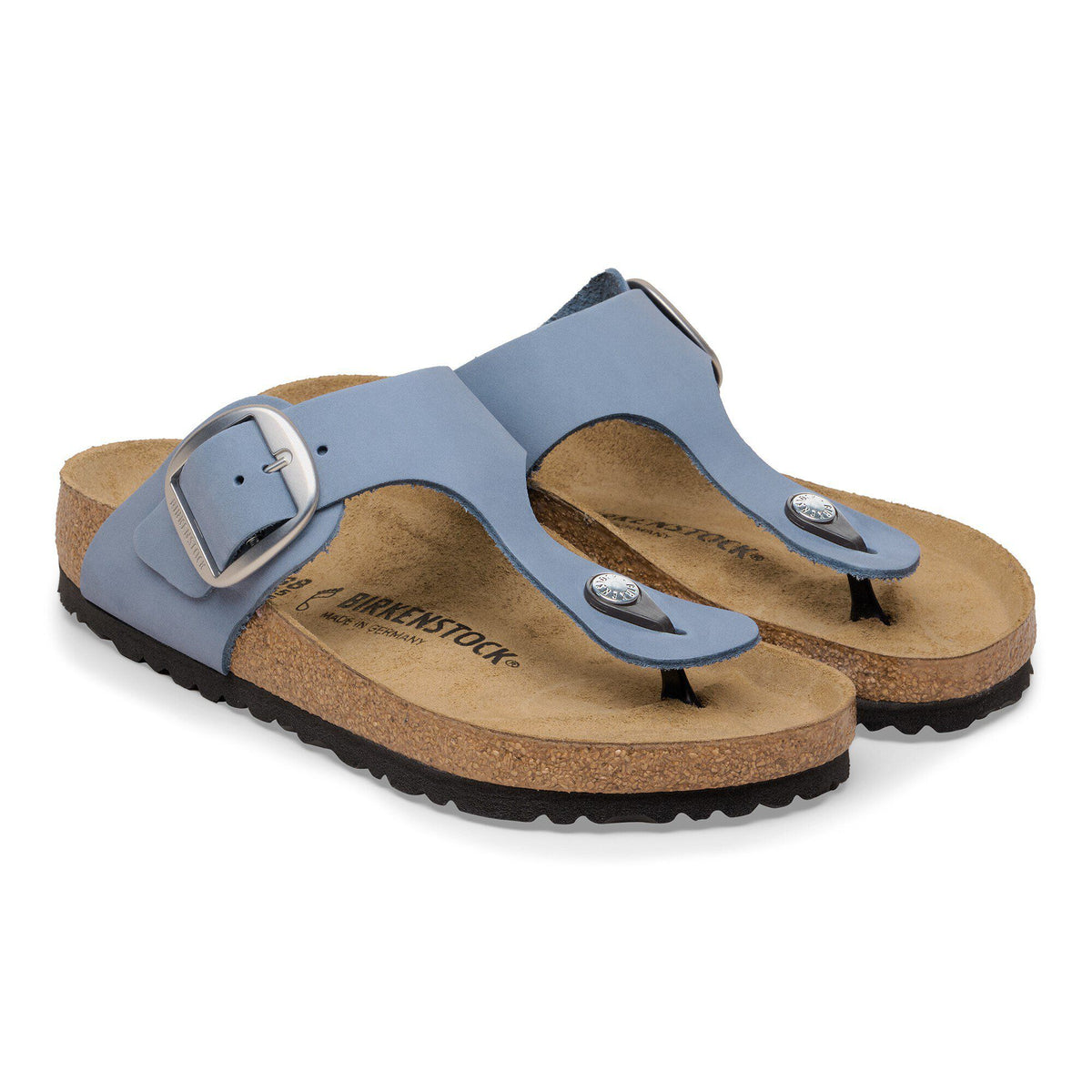 Gizeh Big Buckle Nubuck Leather in Color Stone Blue | Birkenstock