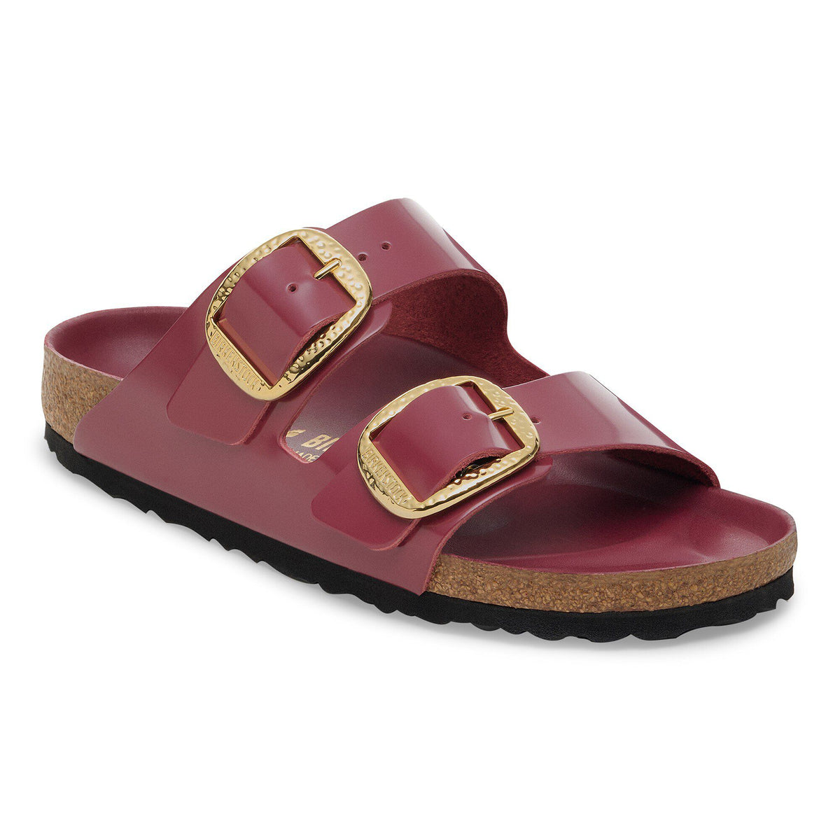 Arizona Hammered Big Buckle Natural Leather Patent in Color Zinfandel High Shine | Birkenstock