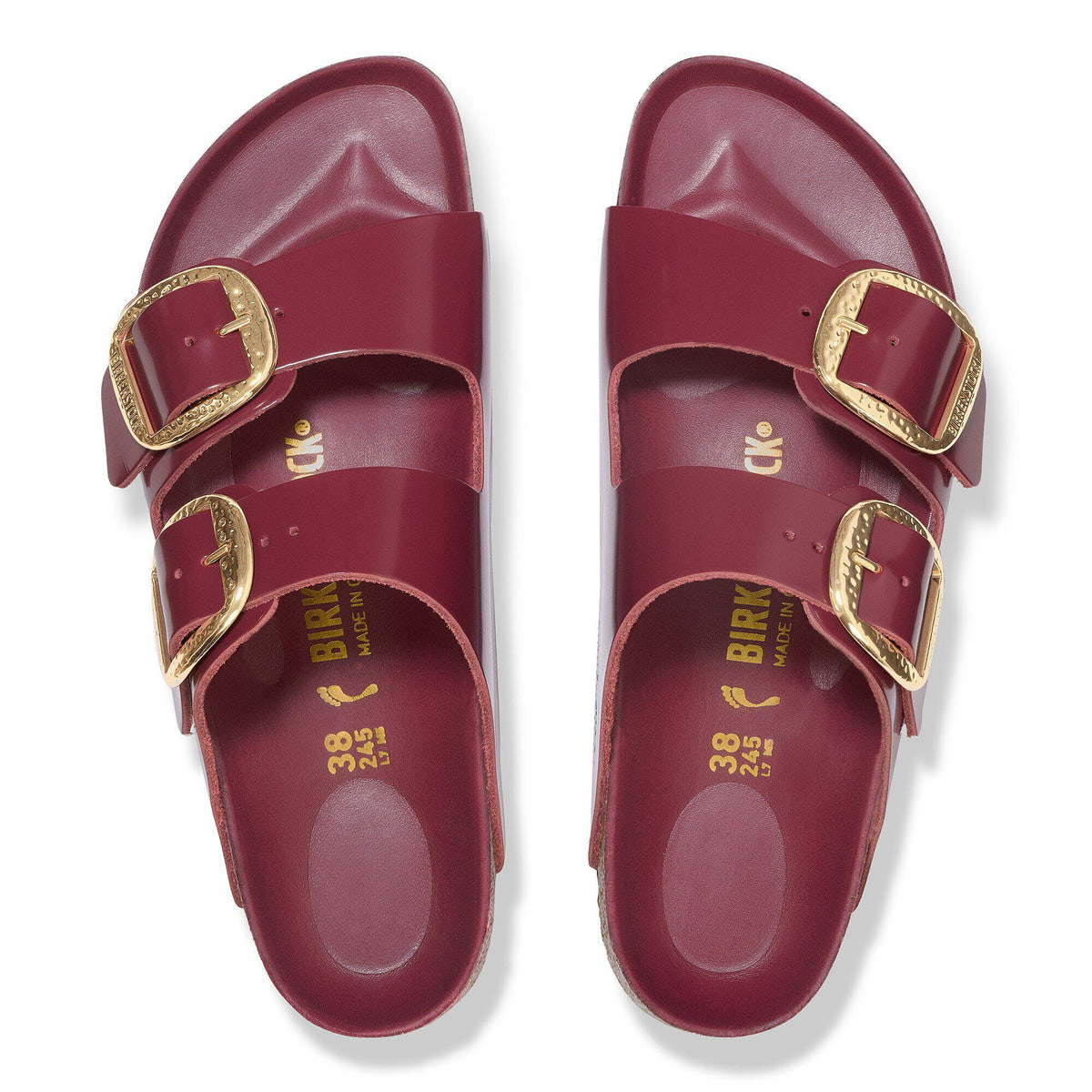 Arizona Hammered Big Buckle Natural Leather Patent in Color Zinfandel High Shine | Birkenstock