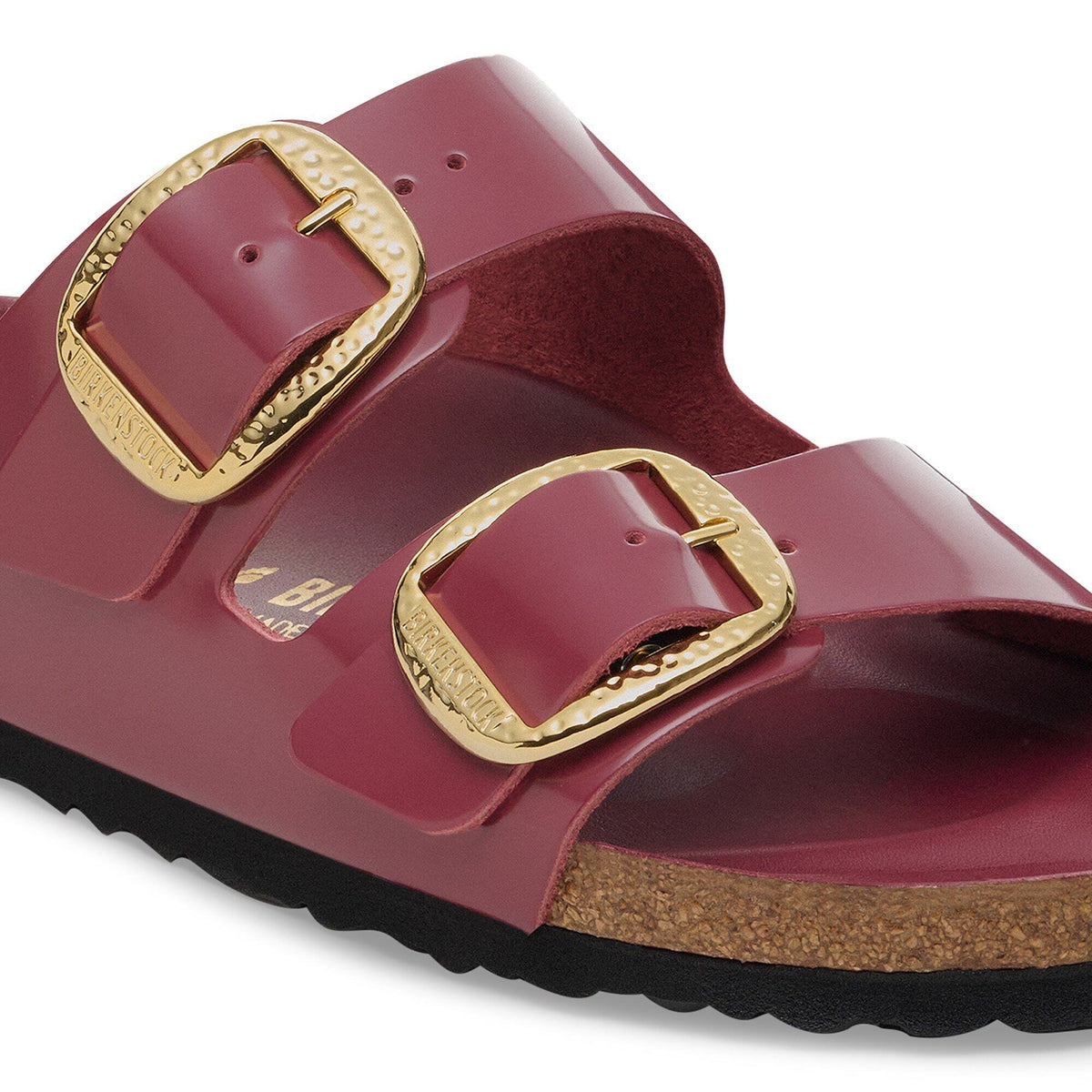 Arizona Hammered Big Buckle Natural Leather Patent in Color Zinfandel High Shine | Birkenstock