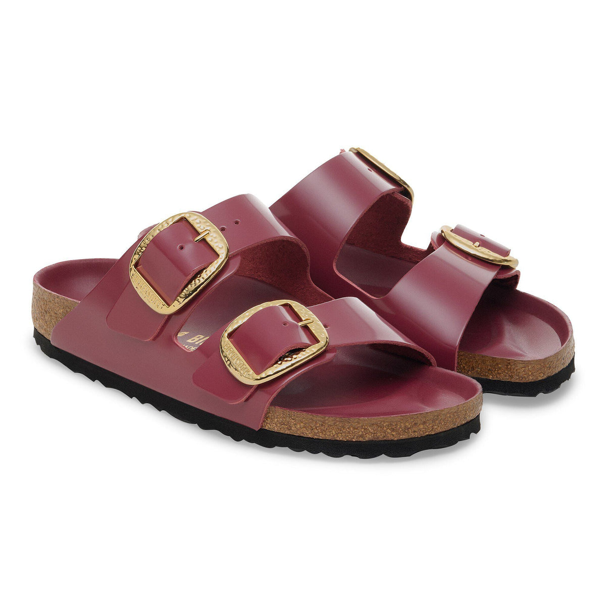 Arizona Hammered Big Buckle Natural Leather Patent in Color Zinfandel High Shine | Birkenstock