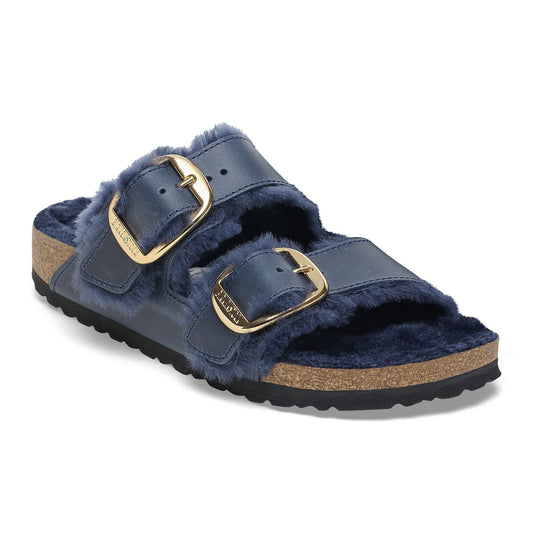 Arizona Big Buckle Shearling Oiled Leather in Color Midnight Blue | Birkenstock