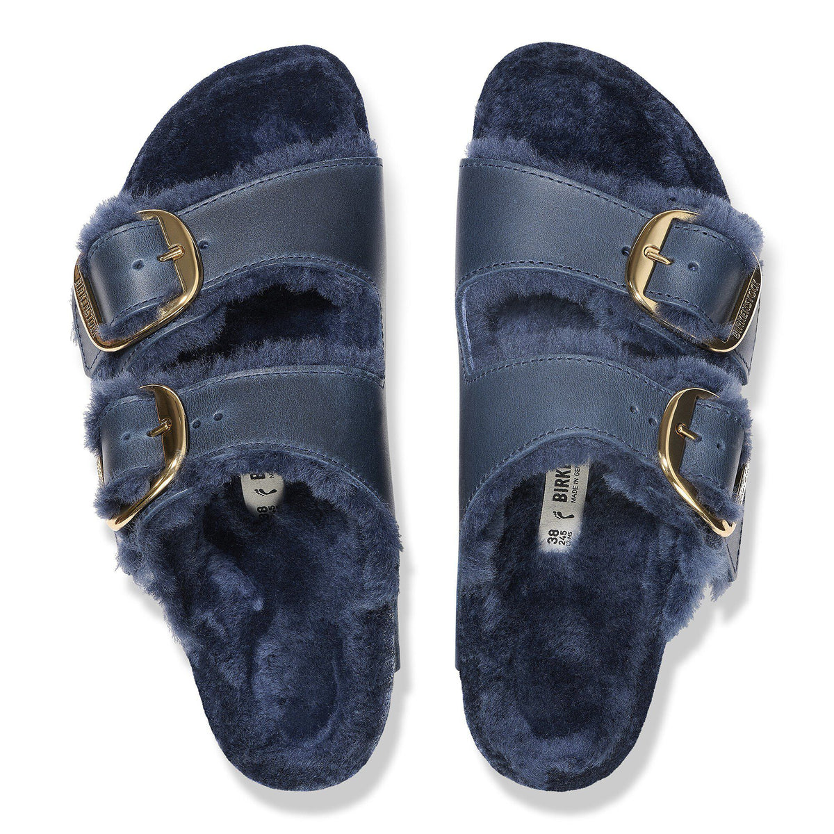Arizona Big Buckle Shearling Oiled Leather in Color Midnight Blue | Birkenstock