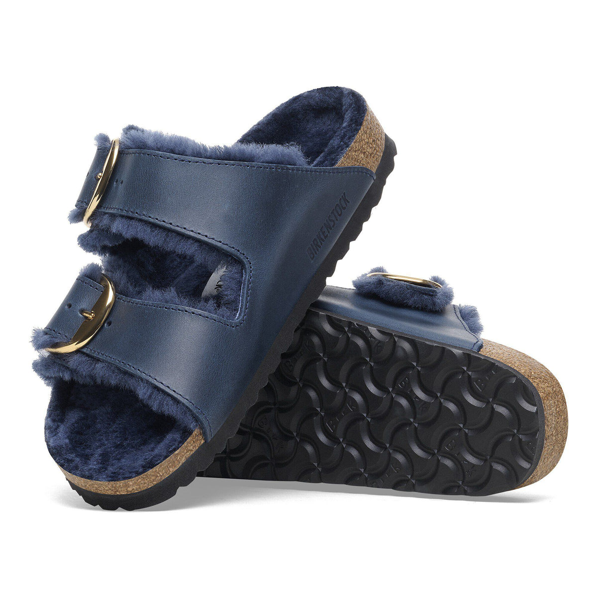 Arizona Big Buckle Shearling Oiled Leather in Color Midnight Blue | Birkenstock