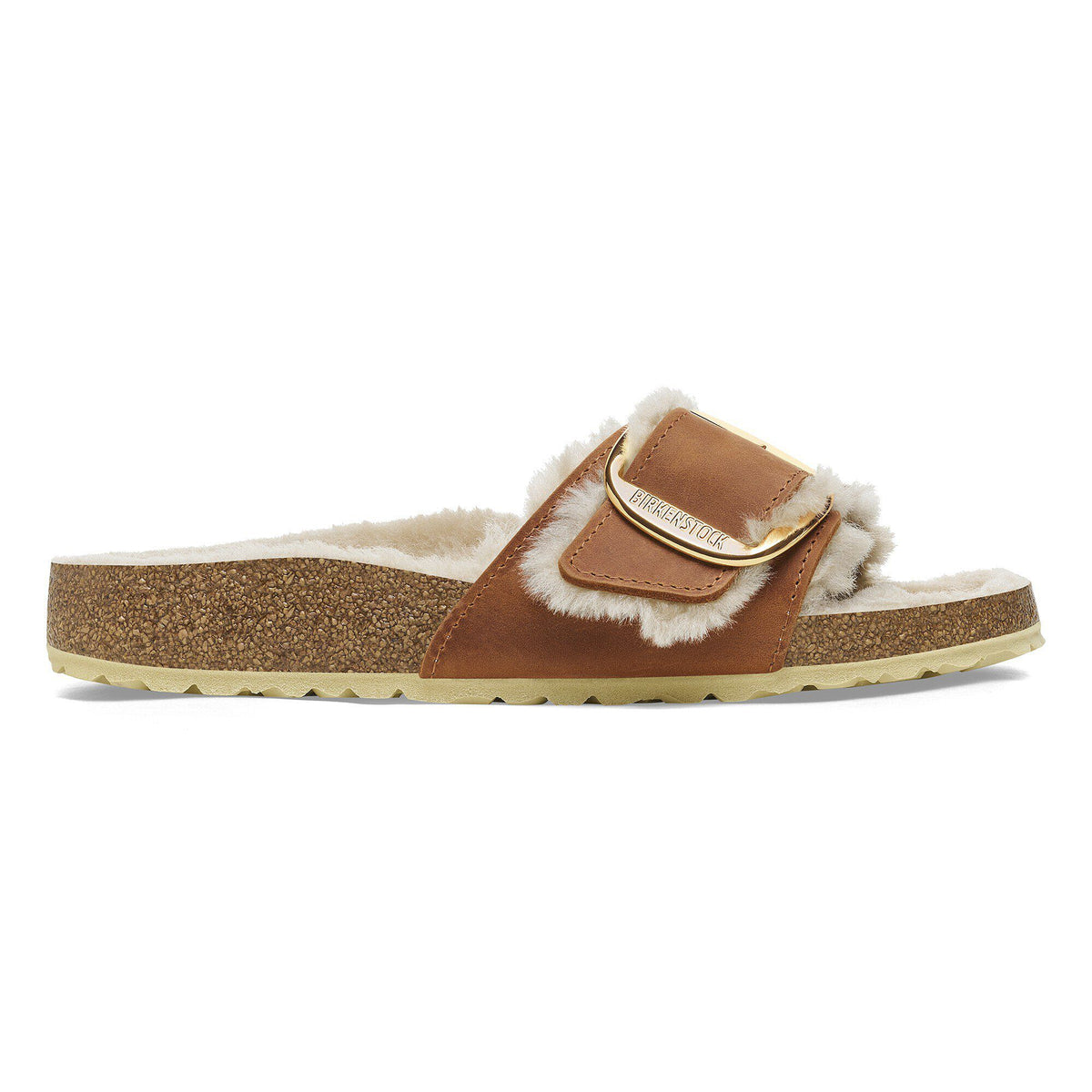 Madrid Big Buckle Shearling Oiled Leather in Color Cognac | Birkenstock