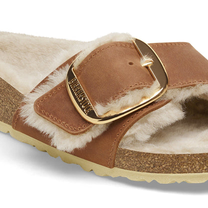 Madrid Big Buckle Shearling Oiled Leather in Color Cognac | Birkenstock