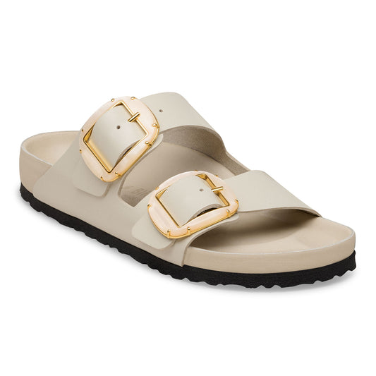 Arizona Big Buckle Pearl Natural Leather Patent in Color High-Shine Oyster | Birkenstock