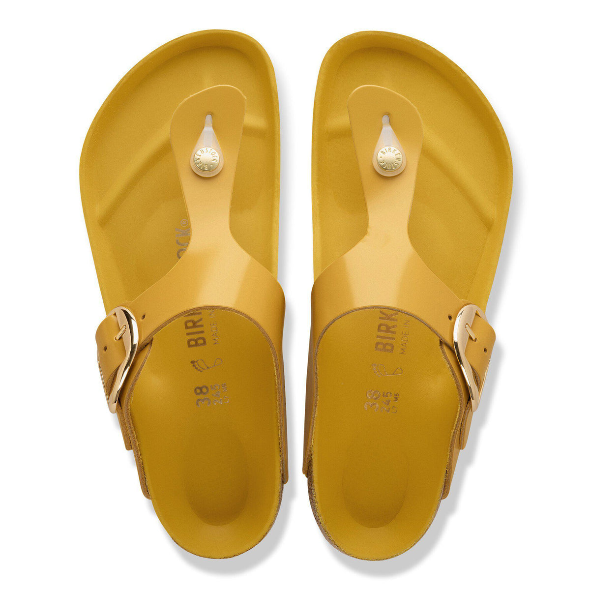 Gizeh Big Buckle Natural Leather Patent in Color High-Shine Ochre | Birkenstock