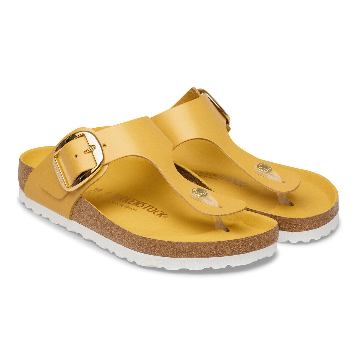 Gizeh Big Buckle Natural Leather Patent in Color High-Shine Ochre | Birkenstock