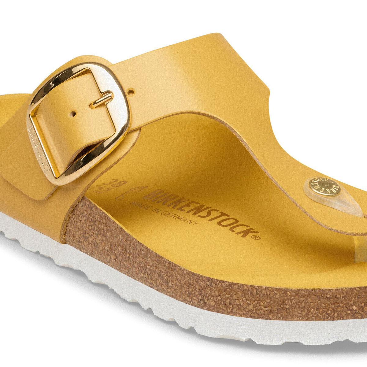 Gizeh Big Buckle Natural Leather Patent in Color High-Shine Ochre | Birkenstock