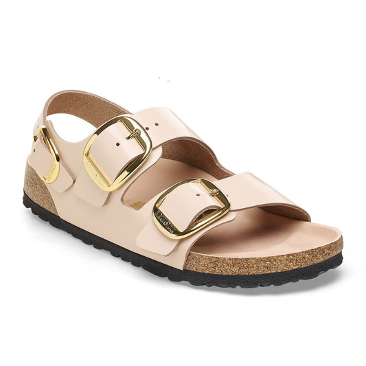 Milano Big Buckle Natural Leather Patent in Color High Shine New Beige | Birkenstock