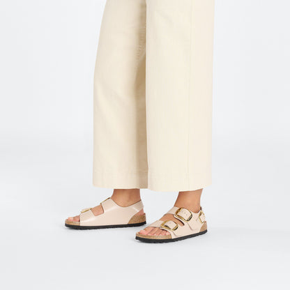 Milano Big Buckle Natural Leather Patent in Color High Shine New Beige | Birkenstock