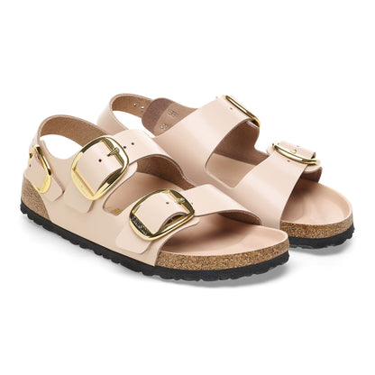 Milano Big Buckle Natural Leather Patent in Color High Shine New Beige | Birkenstock
