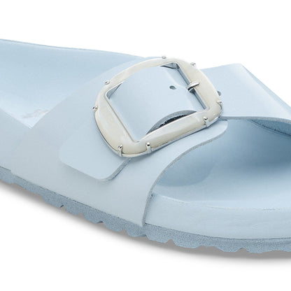 Madrid Big Buckle Pearl Natural Leather Patent in Color Baby Blue High Shine | Birkenstock