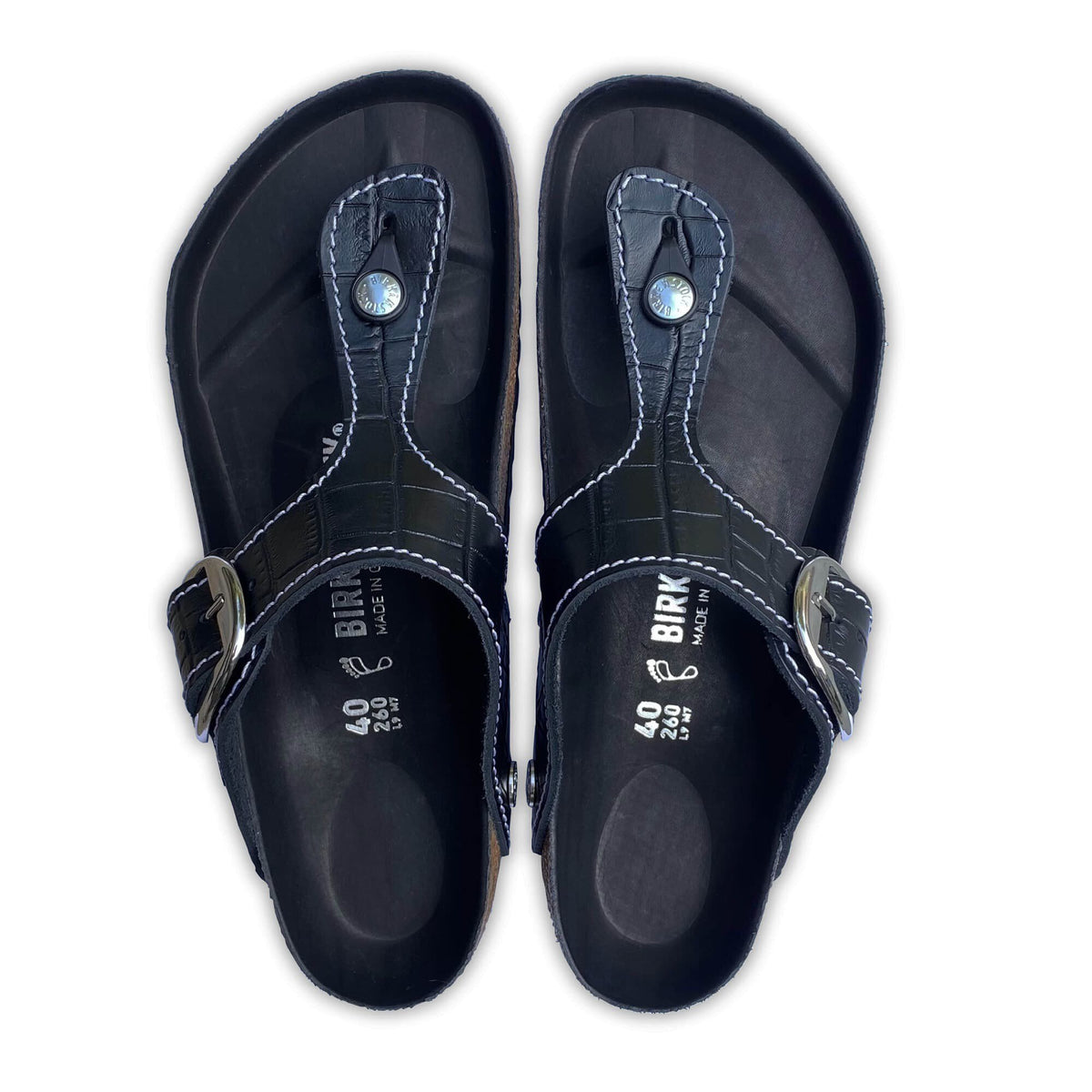Gizeh Big Buckle Natural Leather Patent in Color Black | Birkenstock
