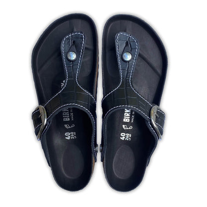 Gizeh Big Buckle Natural Leather Patent in Color Black | Birkenstock