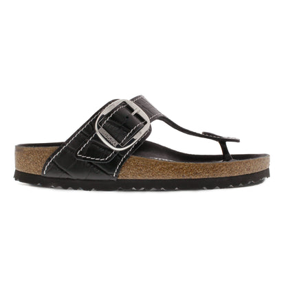 Gizeh Big Buckle Natural Leather Patent in Color Black | Birkenstock