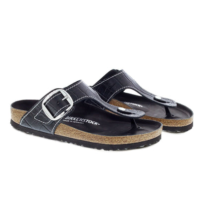 Gizeh Big Buckle Natural Leather Patent in Color Black | Birkenstock