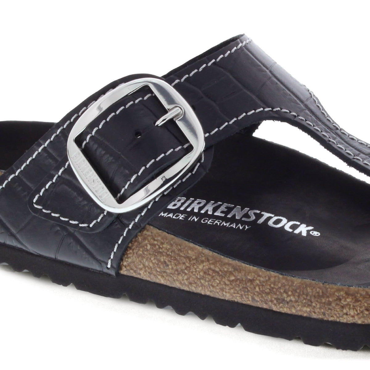 Gizeh Big Buckle Natural Leather Patent in Color Black | Birkenstock