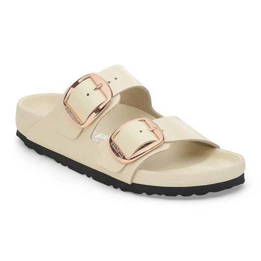 Arizona Big Buckle Natural Leather Patent in Color High Shine Ecru | Birkenstock