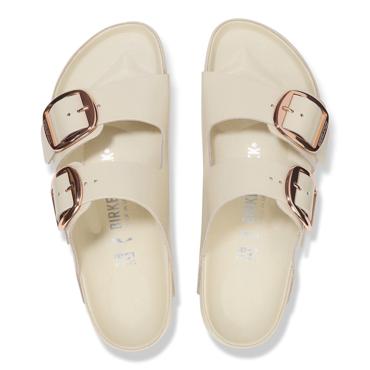 Arizona Big Buckle Natural Leather Patent in Color High Shine Ecru | Birkenstock