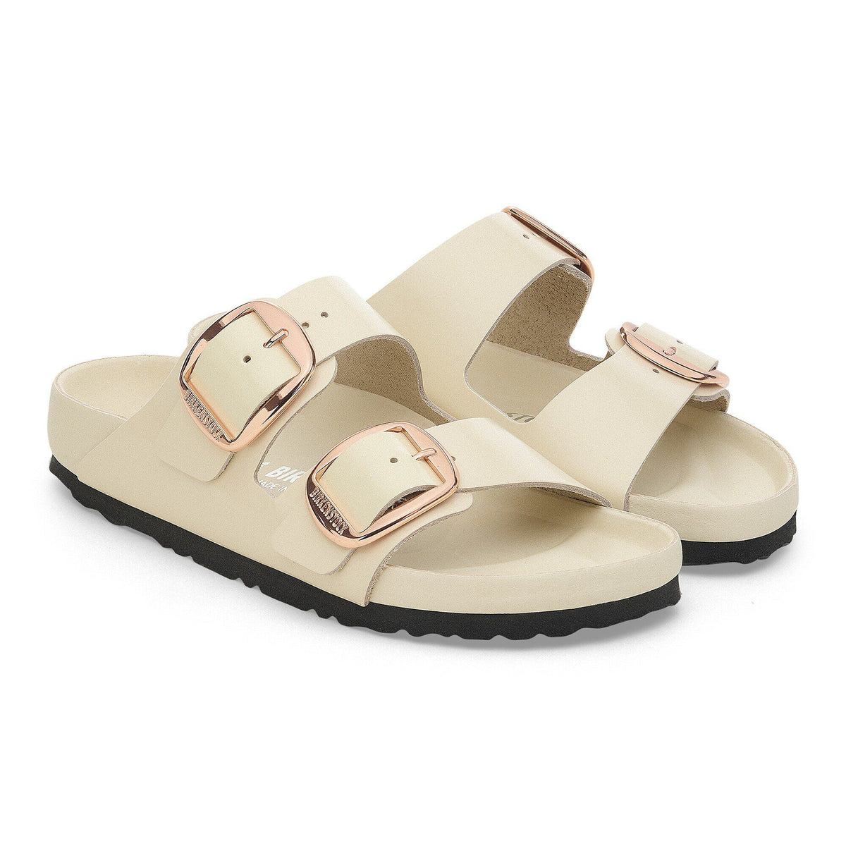 Arizona Big Buckle Natural Leather Patent in Color High Shine Ecru | Birkenstock